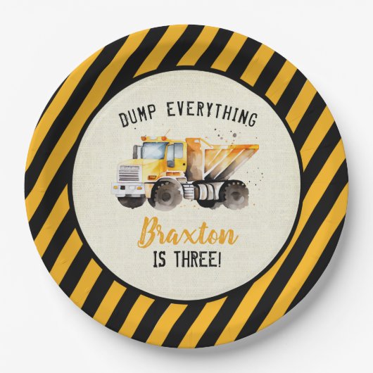 Dump Truck Construction Zone Birthday Paper Teller (Vorderseite)