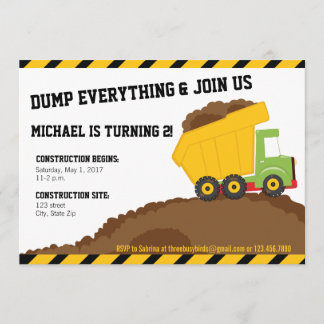 Dump Truck & Dirt Construction Zone Geburtstag Einladung