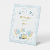 Dump Truck First Birthday Boy Sockelschild (Vorderseite)