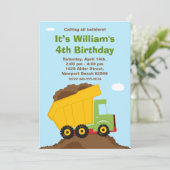 Dump Truck Geburtstagsparty Einladung (Stehend Vorderseite)