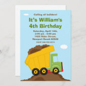 Dump Truck Geburtstagsparty Einladung (Vorne/Hinten)