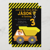 Dump Truck Geburtstagsparty Einladung mit Foto (Vorne/Hinten)