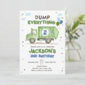 Dump Truck Green Garbage Truck Boy Birthday Einladung (Stehend Vorderseite)