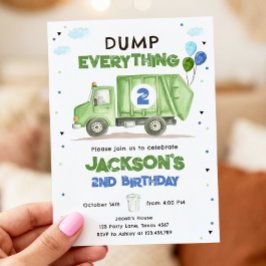 Dump Truck Green Garbage Truck Boy Birthday Einladung