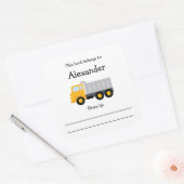 Dump Truck Kinder Buchzeichen mit Nachricht Quadratischer Aufkleber (Umschlag)
