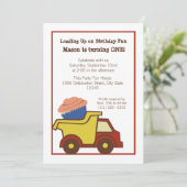 Dump Truck mit Cupcake Red Einladung (Stehend Vorderseite)