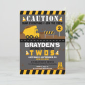 Dump Truck Party Einladung 2. Geburtstag (Stehend Vorderseite)