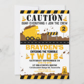 Dump Truck Party Einladung 2. Geburtstag (Vorderseite)