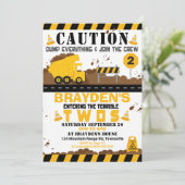 Dump Truck Party Einladung 2. Geburtstag (Stehend Vorderseite)