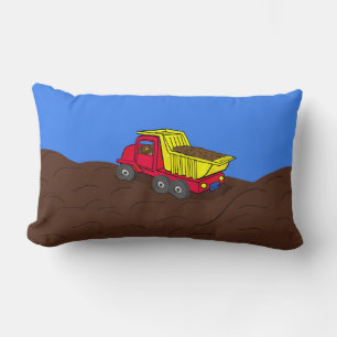 Dump Truck Rot und Gelb Cartoon Art Lendenkissen