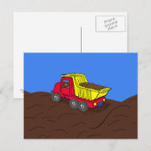 Dump Truck Rot und Gelb Cartoon Art Postkarte (Vorne/Hinten)