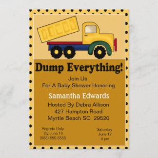 Dump Truck Thema Kinderdusche Einladung