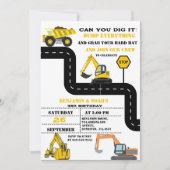 Dump Truck Twin Boy Construction Geburtstag Einladung (Vorderseite)