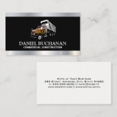 Dump Truck Work Vehicle | Metal Trim Style Visitenkarte (Vorne/Hinten)