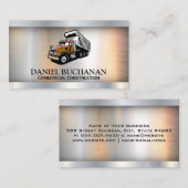 Dump Truck Work Vehicle | Metallisch Visitenkarte (Vorne/Hinten)