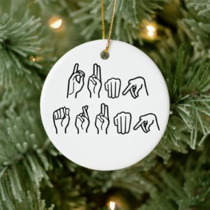 DUMP TRUMP (GEBÄRDENSPRACHE) KERAMIK ORNAMENT