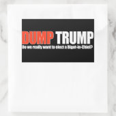 DUMP TRUMP - will man wirklich einen Chef-Bigot? Rechteckiger Aufkleber (Tasche)