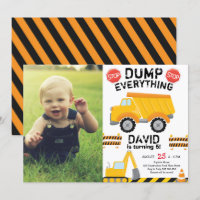 Dump Yellow Truck Bau Geburtstag mit Foto