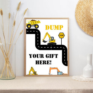 Dump your Gift Hier Bauen Dump Truck Party Poster
