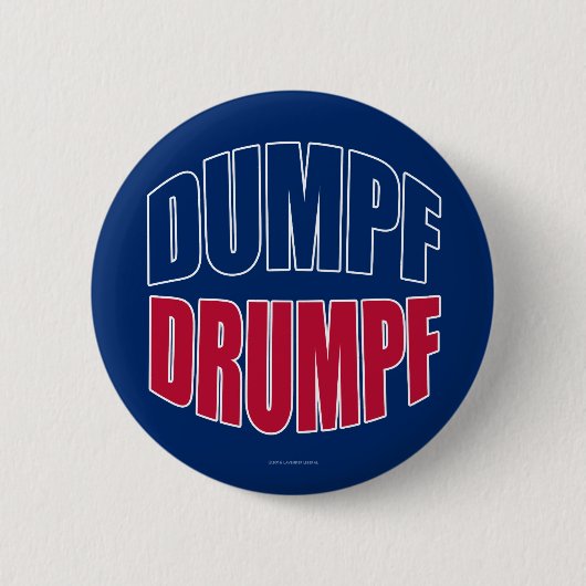 DUMPF DRUMPF (blau u. Rot auf Blau) Button (Vorderseite)