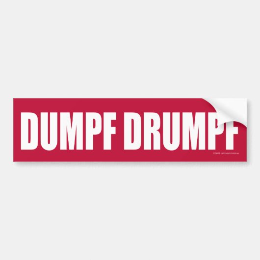 DUMPF DRUMPF (weiß auf Rot) Autoaufkleber (Vorne)
