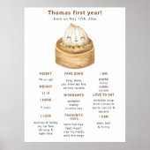 Dumpling Erster Geburtstag Meilenstein Geburtstag Poster (Vorne)