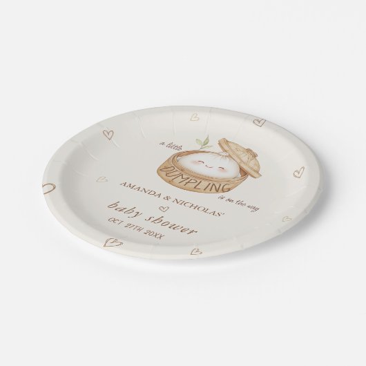 Dumpling ist auf dem Weg Babydusche Pappteller (Schrägansicht)