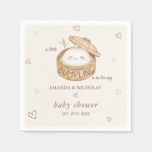 Dumpling ist auf dem Weg Babydusche Serviette (Vorderseite)