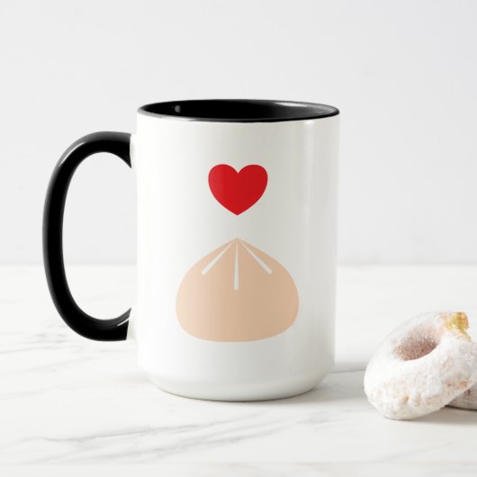 Dumpling Liebe Black 15oz. Tasse (Mit Donut)