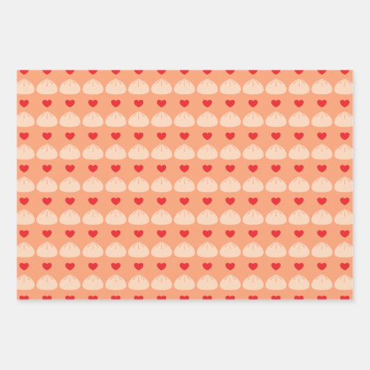Dumpling-Liebe Cantaloupe Wrapping Paper Geschenkpapier Set (Vorderseite)