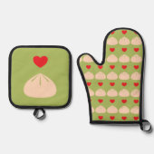 Dumpling Liebe Matcha Ofenhandschuh & Topflappen-Set (Vorderseite)