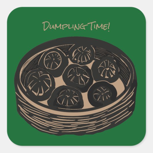 Dumpling Time Quadratischer Aufkleber (Vorderseite)