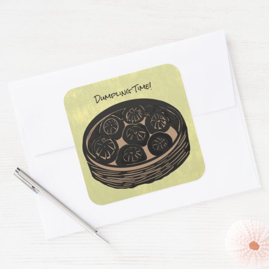 Dumpling Time Quadratischer Aufkleber (Umschlag)