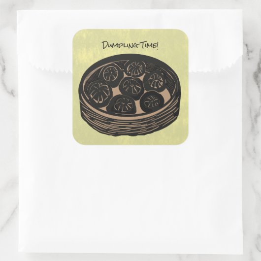 Dumpling Time Quadratischer Aufkleber (Tasche)