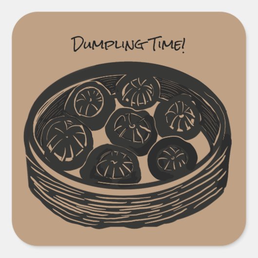Dumpling-Zeit Quadratischer Aufkleber (Vorderseite)