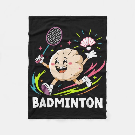 Dumplings Play Badminton Chopstick Wrap Cuisine Sp Fleecedecke (Vorderseite)