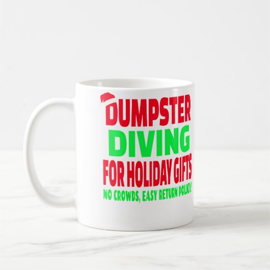 Dumpster Diving Christmas Santa Hat Kaffeetasse (Links)
