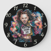 Dumpster Diving Kid: Sketch Portrait Große Wanduhr (Vorderseite)