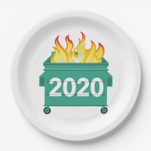 Dumpster Fire 2020 lustige neue Jahre Pappteller