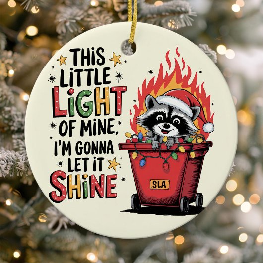 Dumpster Fire Raccoon Monogram Christmas Keramik Ornament