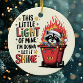 Dumpster Fire Raccoon Monogram Christmas Keramik Ornament