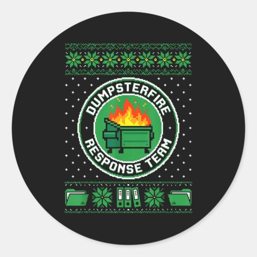 Dumpster Fire Resnse Team Funny Office Holiday Xel Runder Aufkleber (Vorderseite)