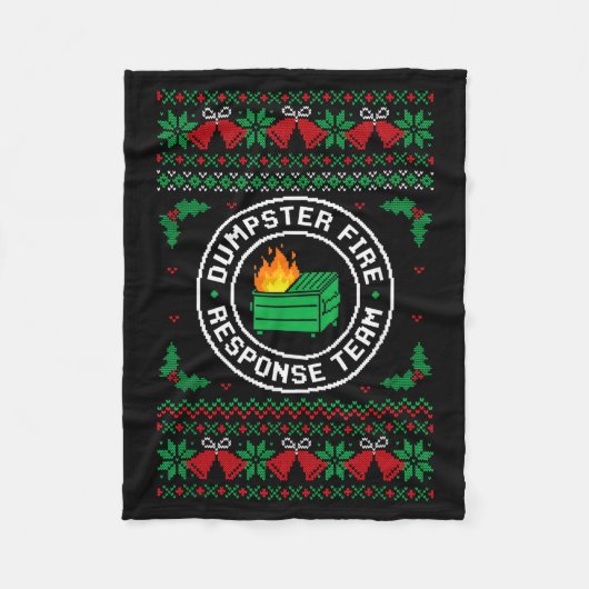 Dumpster Fire Resnse Team Ugly Christmas Sweater X Fleecedecke (Vorderseite)