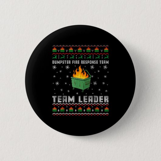 Dumpster Fire Resnse Team Ugly Christmas Sweaters Button (Vorderseite)
