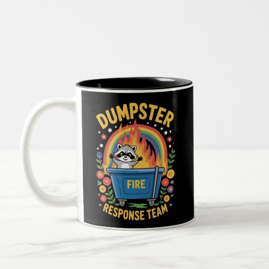 Dumpster Fire Response Team Sarcasm Meme Funny Zweifarbige Tasse (Links)