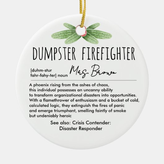 Dumpster Firefighter Funny Definition Individuelle Keramik Ornament (Vorne)