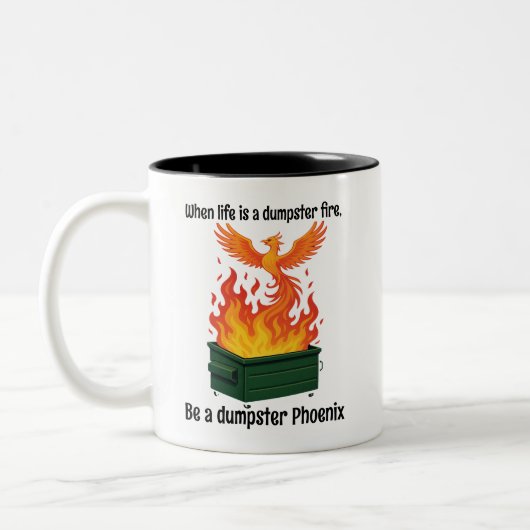 Dumpster Phoenix-Tasse Zweifarbige Tasse (Links)