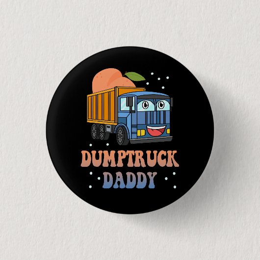 Dumptruck Daddy Retro Groovy Vater Day Constructi Button (Vorderseite)