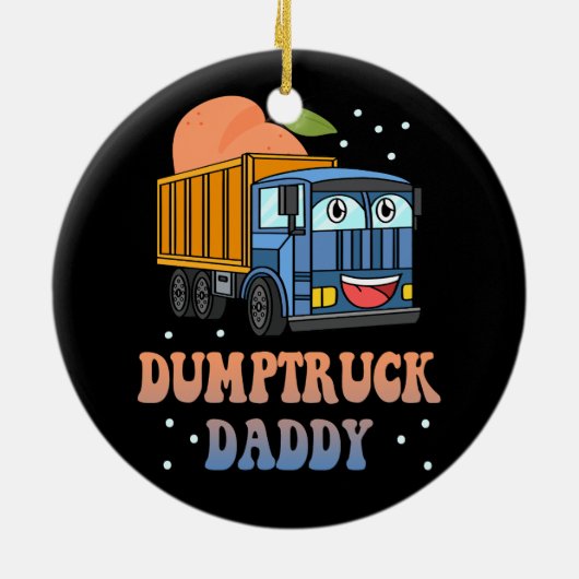 Dumptruck Daddy Retro Groovy Vater Day Constructi Keramik Ornament (Hinten)