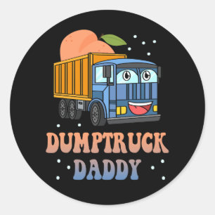 Dumptruck Daddy Retro Groovy Vater Day Constructi Runder Aufkleber